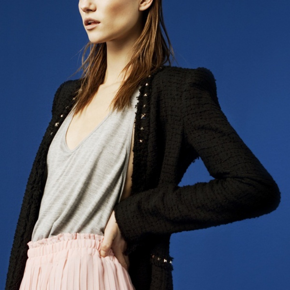 Zara black tweed studded jacket blazer